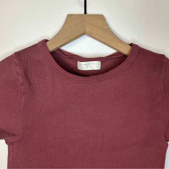 Altar’d State Intimately Ribbed, Fitted, Cropped Short Sleeve Tee, Size M/L - Picture 2 of 5